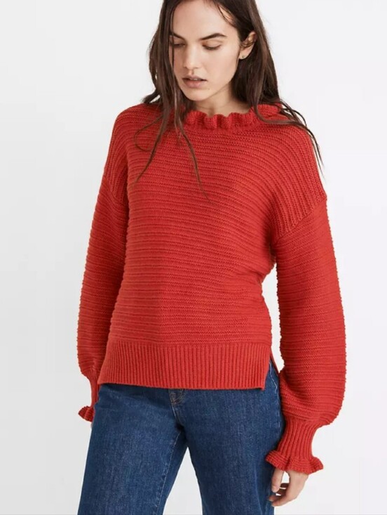 Madewell Sweaters - MADEWELL ruffle neck pullover sweater - size large